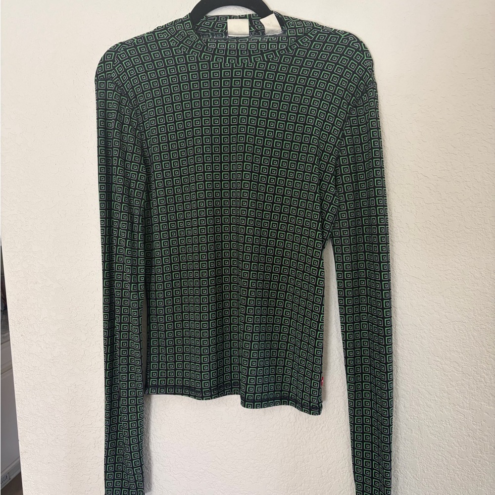 Levi's Black and Green Geometric Print Top
